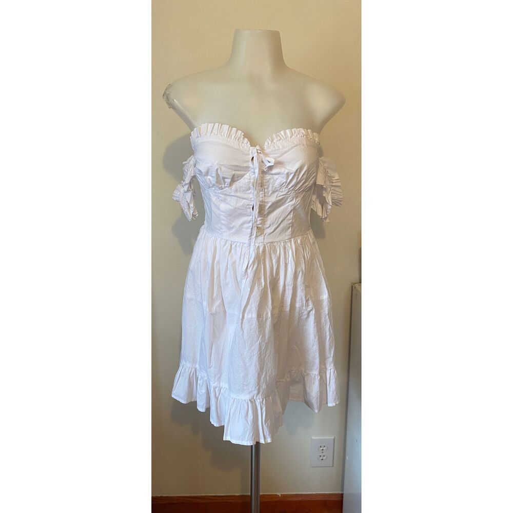 Caitlin Covington x Pink Lily White Smocked Cotton Midi Dress Size S
